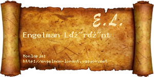 Engelman Lóránt névjegykártya
